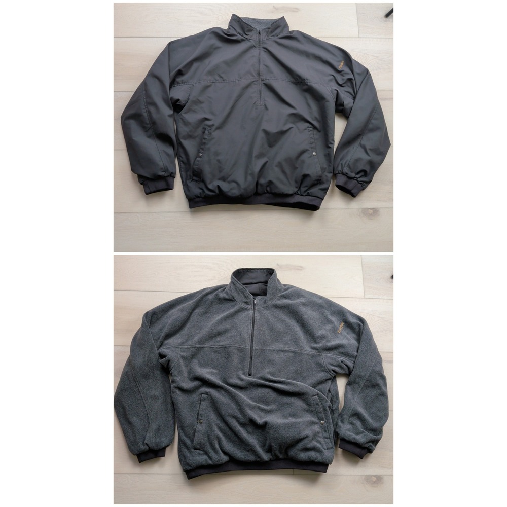 FootJoy Reversible Quarter Zip Golf Windbreaker Jacket Mens XL Black Gray Fleece